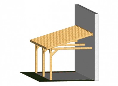 L'ossature en bois en kit s'installe contre la maison pour un carport au plus près de votre habitation